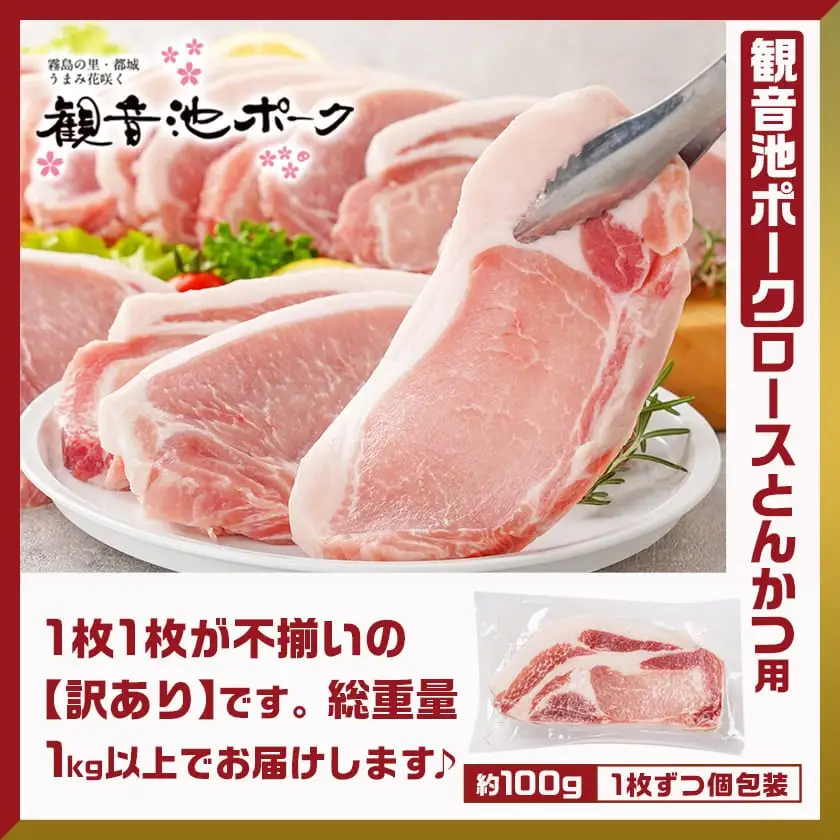 観音池ポークロースとんかつ用【訳あり】&観音池ポークしゃぶ2種1.8kgセット〔12-9202〕(都城市) 観音池ポーク ロース とんかつ用 不揃い 訳あり ロースしゃぶしゃぶ 肩ロースしゃぶしゃぶ