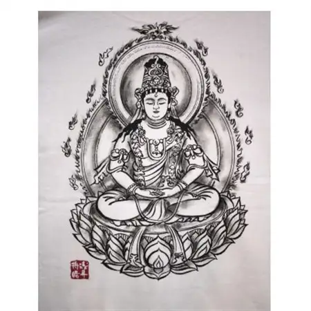 手描きTシャツ 仏画 大日如来 白 (半袖 Mサイズ)【1615072】