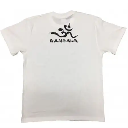 手描きTシャツ 仏画 ガネーシャ 白 (半袖 Sサイズ)【1615508】