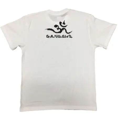 手描きTシャツ 仏画 ガネーシャ 白 (半袖 Mサイズ)【1615509】