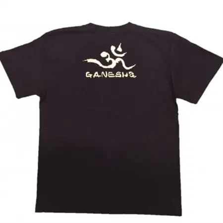 手描きTシャツ 仏画 ガネーシャ 黒 (半袖 Mサイズ)【1615516】