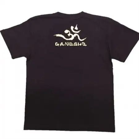 手描きTシャツ 仏画 ガネーシャ 黒 (半袖 XLサイズ)【1615519】