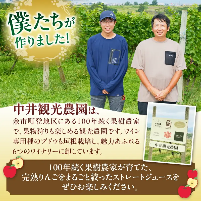 中井観光農園ストレートりんごジュース2本セット_Y037-0332