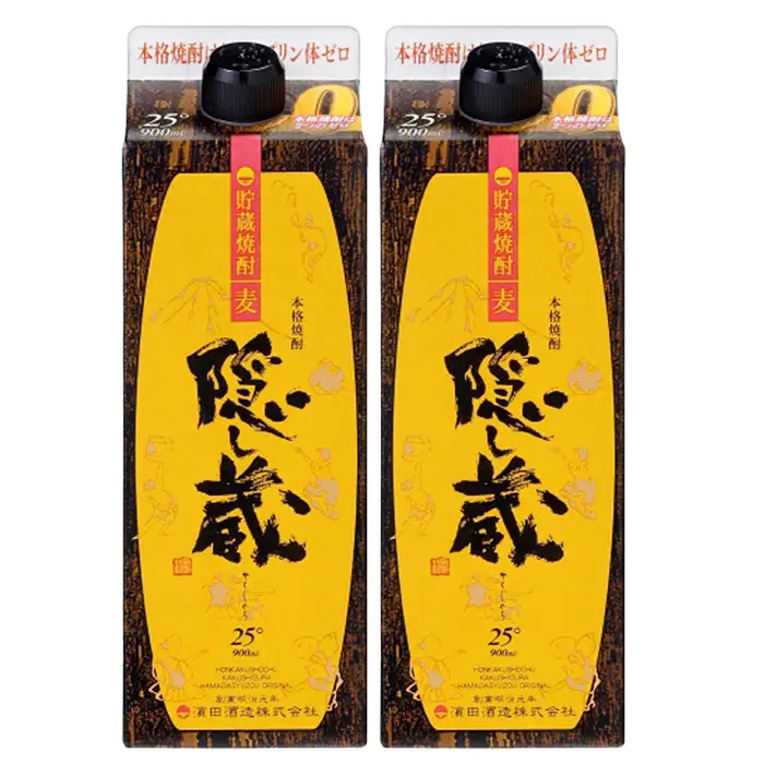 麦焼酎 隠し蔵 25度 900ml×2本 紙パック 【00-026-22】