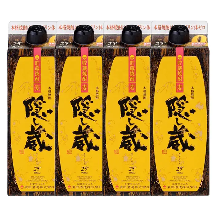 麦焼酎 隠し蔵 900ml×4本 紙パック 25度 【00-026-24】