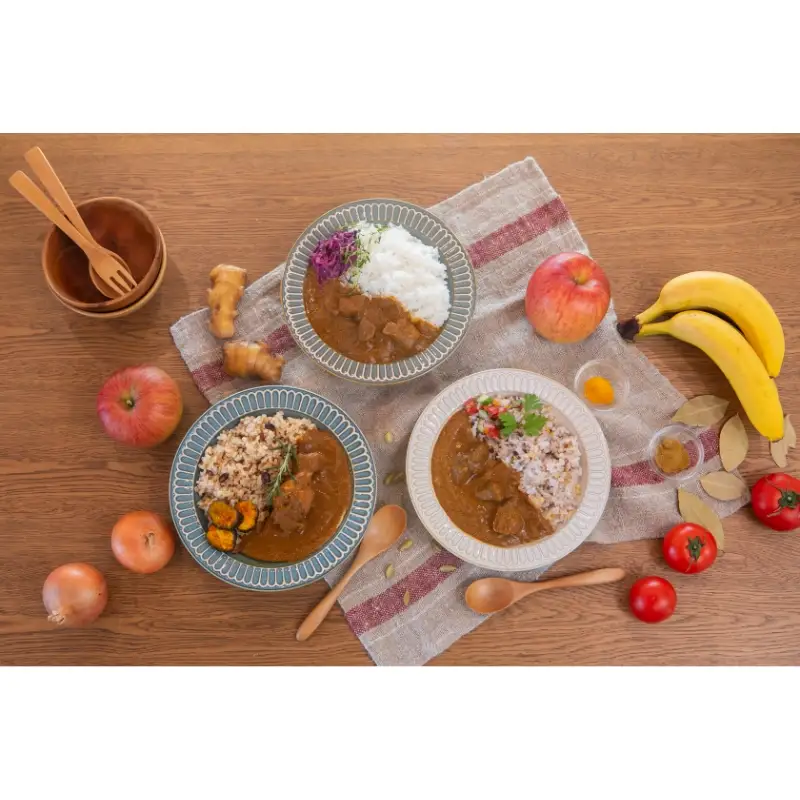 【自家用 化粧箱なし】妊婦さんたちのために野菜とフルーツで作ったカレー ビーフ・ポーク・チキン 合計6食セット【092D-023】