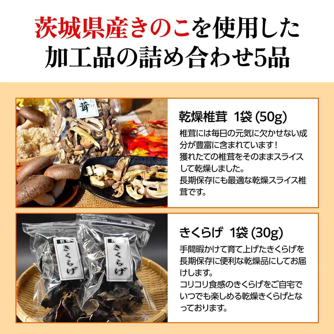 きのこ加工品詰め合わせ5点セット きのこミックス 野菜 水煮 国産 きのこ ご飯の素 国産 うどん そばの具 乾燥 しいたけ 乾燥 きくらげ 乾燥きのこ(AU003)