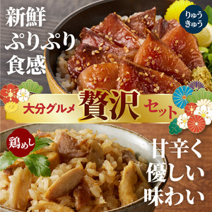 【父の日ギフト】 豊後贅沢セット 豊後水道の朝獲れりゅうきゅう4食 豊後の鶏めし5食 ≪6月21日お届け≫ E22031-C