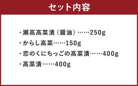 高菜漬 4点 セット 計1.2kg 瀬高高菜漬 からし高菜 恋のくにちっごの高菜漬 漬物
