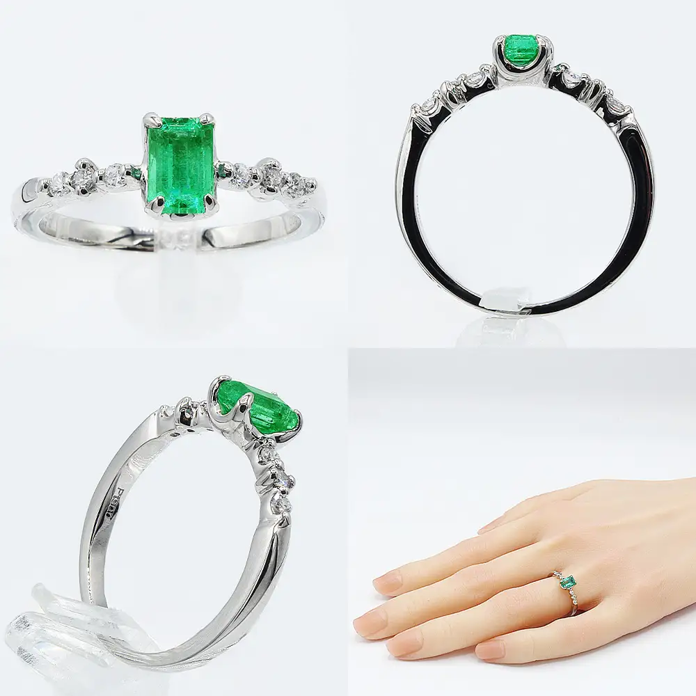 エメラルド リング 0.5ct Pt900　(14456) 指輪 リング プラチナ エメラルド プラチナ ダイヤモンド ジュエリー アクセサリー ジュエリー アクセサリー ジュエリー アクセサリー 山梨県 甲斐市 BR-93