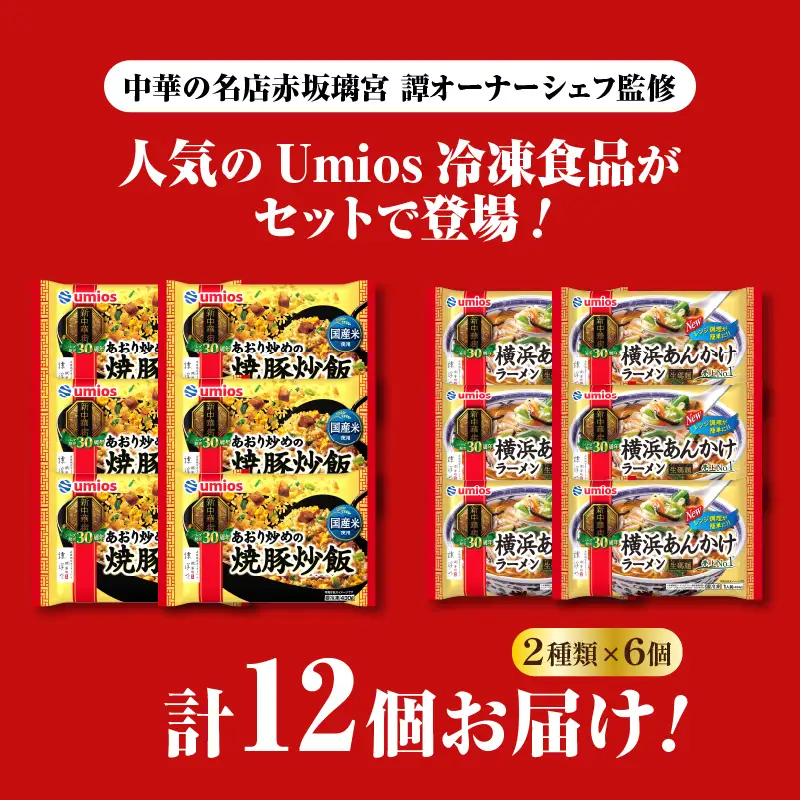 Umios 冷凍食品 あおり炒めの焼豚炒飯＆横浜あんかけラーメン詰合せセット 045-006
