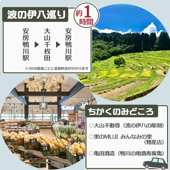 【千葉県鴨川市】観光タクシー貸切利用券 ２時間（定員４名／１台）　[0054-0004]