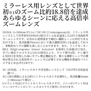 SIGMA 16-300mm F3.5-6.7 DC OS | Contemporary【ソニーEマウント】