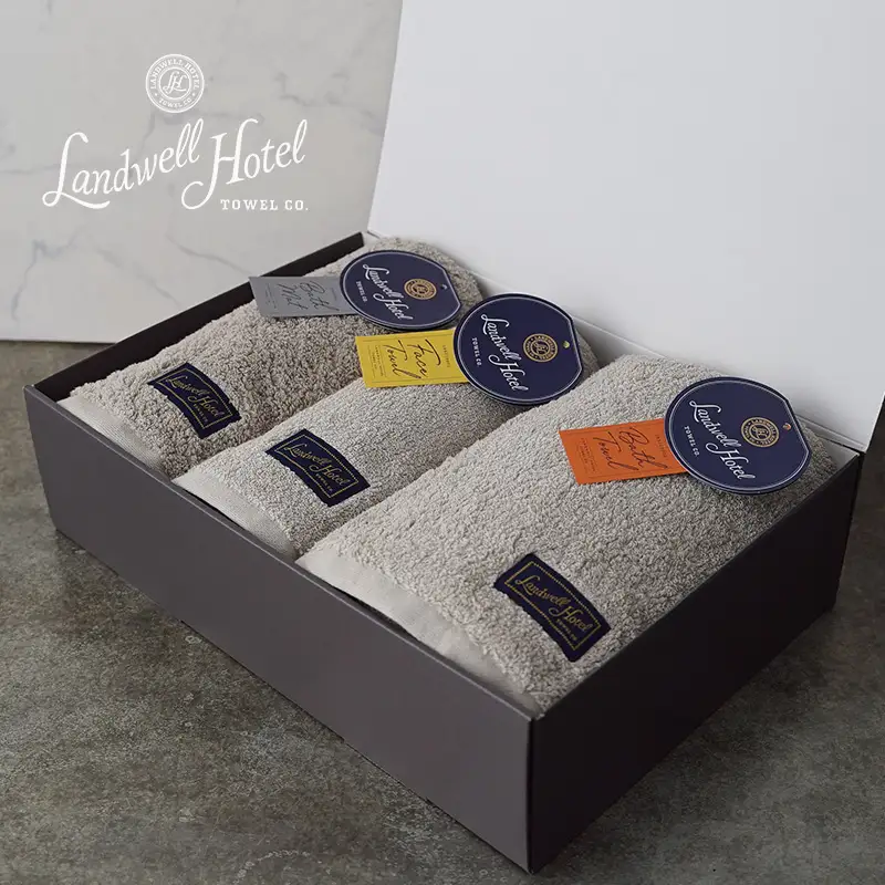 【お中元対応】Landwell Hotel ギフト 贈り物セット バスタオル フェイスタオル バスマット グレー