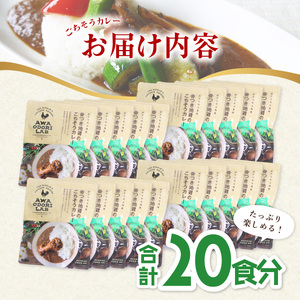 日本一地鶏 阿波尾鶏　骨つき地鶏のごちそうカレー 20人前セット カレー レトルト 阿波尾鶏 20食入り 阿波尾鶏のごちそうカレー 徳島 地鶏 あわおどり AWAODORI LAB