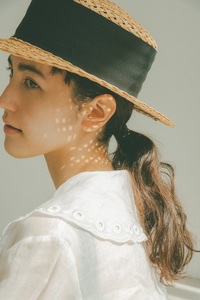 Mia Hat Straw Canotier 2505 ミア ハット 帽子 キャノチエ 麦わら帽子 ストローハット カンカン帽 58cm 天然草木 黒 リボン 細麦 ファッション 日本製 北杜市 [h333]