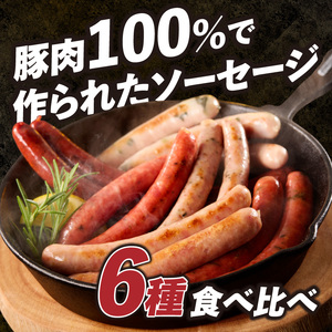 食べ比べソーセージセット（6種30本入り）ウインナー 詰合せ  大容量 チョリソー ジャーマン バーベキュー キャンプ パーティー 手作り フランク オールポーク 豚肉100％ 天然腸 山梨県 白州 北杜市 [h038]