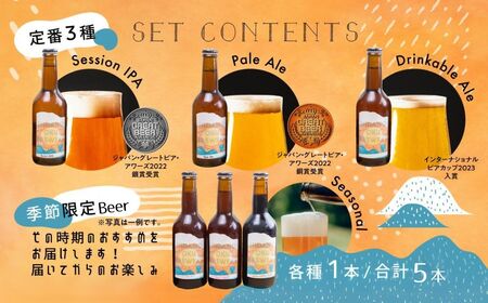 フトビール 飲み比べ 5本 セット 地ビール 受賞 飛騨 季節 限定 ヒダノオクブルワリー[Q2947]