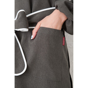 【インディゴ】丸襟パイピングリボン割烹着