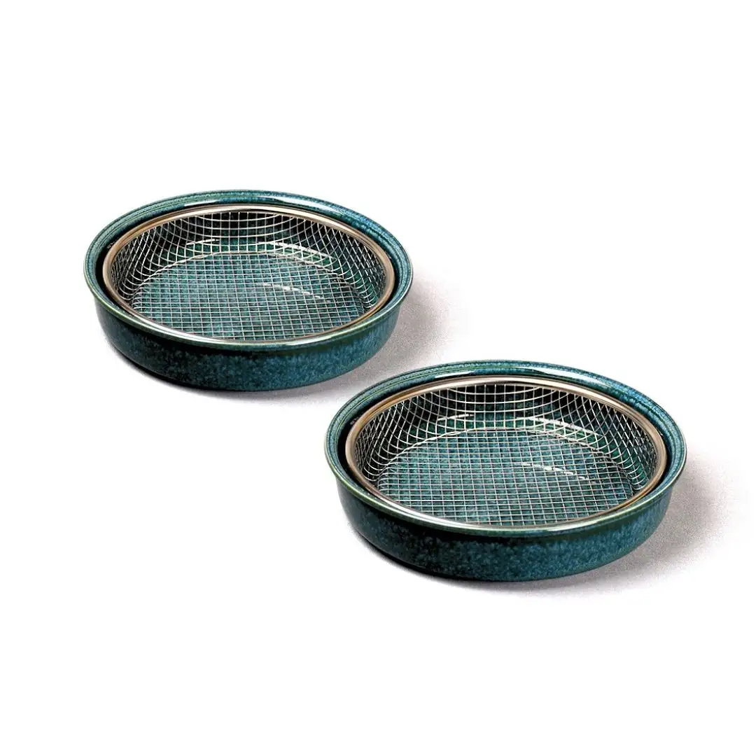 ダイニングバスケット2P 揚げ物皿 クーラーディッシュ 網付き皿 陶器 食器 おしゃれ 油切り キッチン用品 調理用具 ケデップ [kdep]【015S177】