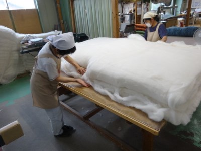 明治6年創業　ワタセ工場直売　コットンの王様エジプト綿入り敷ふとん（ブルー）【CW58W】