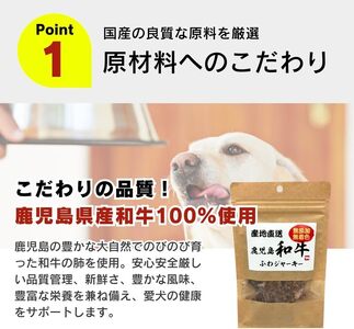 国産 ふわジャーキー 犬用おやつ（和牛）20g×30袋_犬用 おやつ 20g × 30袋 セット内容 和牛 ジャーキー 全犬種用 パウチ入り 肉 素材の旨味 無着色 高たんぱく質 やわらかい 厳選 ちぎれる サイズ調整 パピー犬 シニア犬 ふわふわ サクサク 福岡県 久留米市 送料無料 〔Pf072-01〕