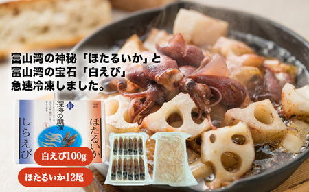 鮮度抜群！ 富山湾産 白えび ほたるいかセット｜魚介 魚貝 新鮮 お刺身 シーフード 冷凍 日本海 海の幸 しろえび しらえび 白エビ 特産品 産直 産地直送 化学調味料 保存料 不使用 北陸 富山県 射水市 ※離島への配送不可