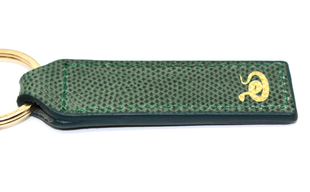 エキゾチックレザーを使用「キャッツアイ（カロング）・キーホルダー」(カラー：グリーン)_0138-004-T04-6