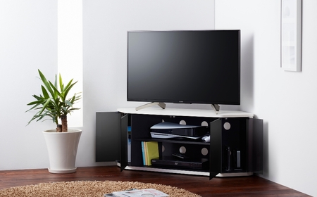 家具 省スペースコーナー対応テレビボード  幅115cm ホワイト ≪RCA-4512LGｰWH≫ 家具 朝日木材