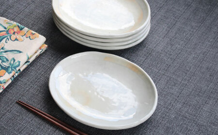【瀬戸焼】 「舞陶館」　粉引 多用皿５枚セット【松本陶器株式会社】/ 皿 食器 / 瀬戸市[BBDX001]