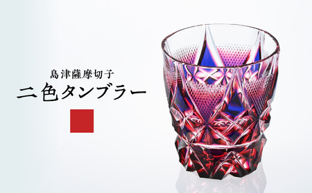 島津 薩摩 切子 二色 タンブラー C-213 ルリ金赤 K010-038_01