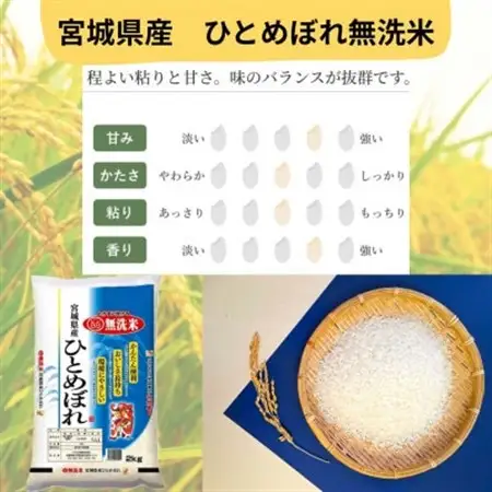 令和7年産【宮城県産】ひとめぼれ無洗米2kg×2　計4kg【1607292】
