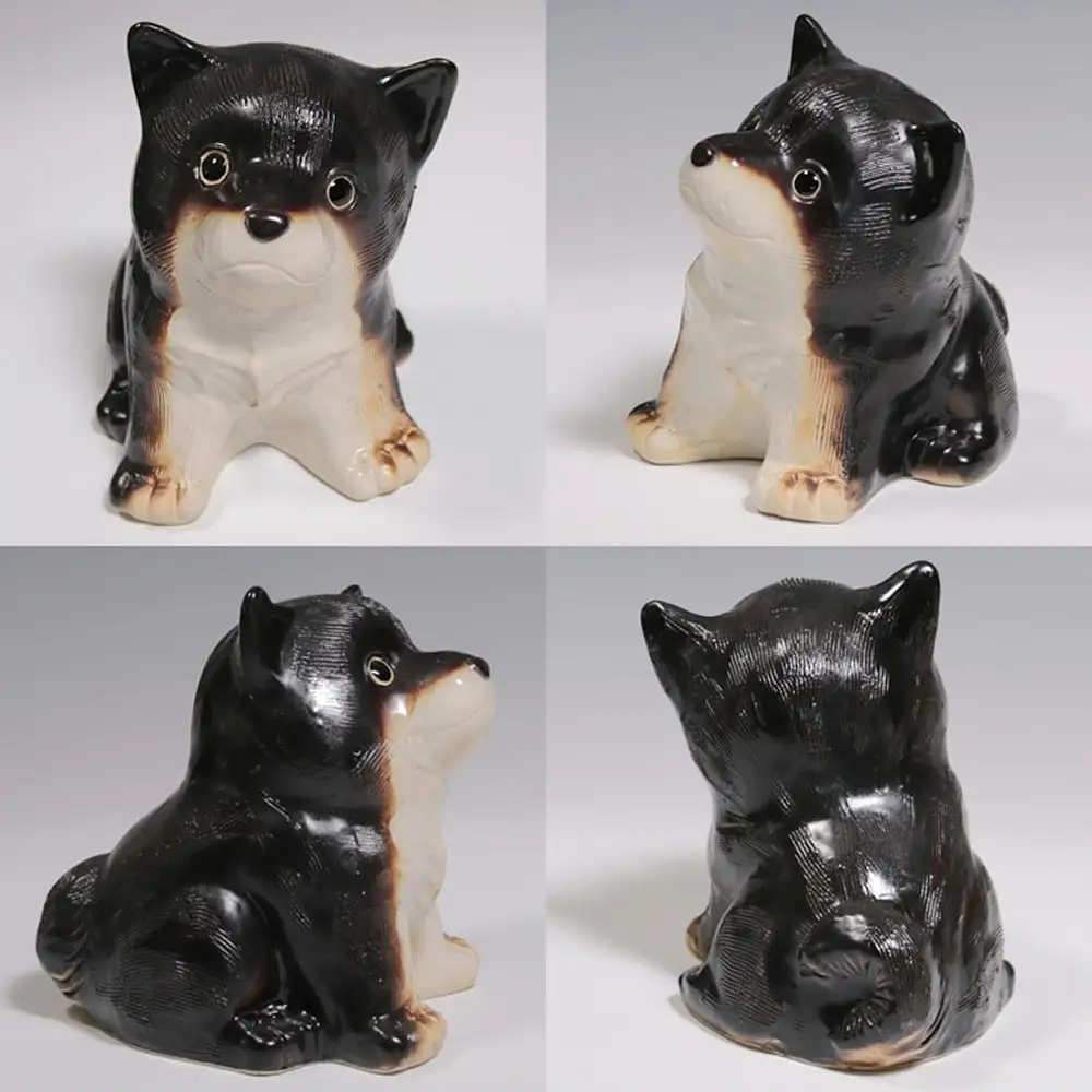 信楽焼 4号 柴犬 置物（黒色） 陶器