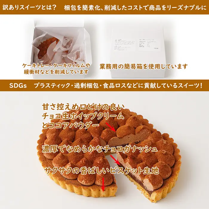 訳ありスイーツ タルト3点セット 福袋ケーキ | わけあり ワケアリ デザート おやつ お菓子 濃厚ショコラタルト レアチーズバー 苺タルト ご自宅用 カジュアル プチギフト お手頃 埼玉県 越谷市