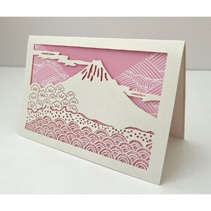 富士山と三保松原を贈る　切り絵レター4色セット（4点入り）□