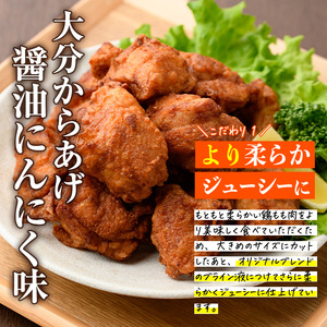 時短おかず 揚げるだけ 大分からあげ 醤油にんにく味 (計1kg・500g×2パック) 国産 鶏もも肉 肉 からあげ 唐揚げ 食べ比べ 醤油にんにく味 冷凍 惣菜 お弁当 小分け 簡単 時短 大分県 佐伯市【DH290】【ネクサ】