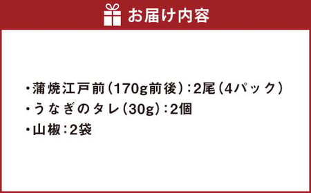 うなぎの蒲焼 （江戸前） 2尾 セット 鰻 ウナギ 鰻の蒲焼 蒲焼き タレ うなぎのタレ  山椒 国産 