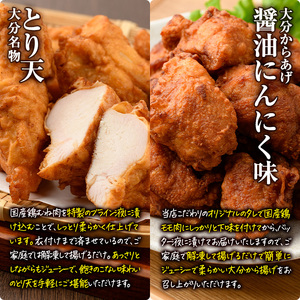 時短おかず 揚げるだけ 大分からあげ 醤油にんにく味・とり天セット (計1kg・各500g) 国産 鶏むね肉 鶏もも肉 肉 からあげ 唐揚げ とり天 名物 セット ご当地グルメ 食べ比べ 冷凍 惣菜 お弁当 小分け 簡単 時短 大分県 佐伯市【DH292】【ネクサ】