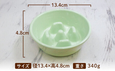 【美濃焼】 陶器製ペット用フードボウル 早食い防止 丸平台フードボウル アップルグリーン pet142 瑞浪市 / ながしまプランニングオフィス エサ入れ 餌皿 犬 猫[AZBM178]