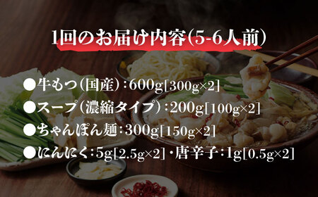 【全6回定期便】やまや 博多もつ鍋5-6人前あごだし醤油味[BGAH057]もつなべ定期便