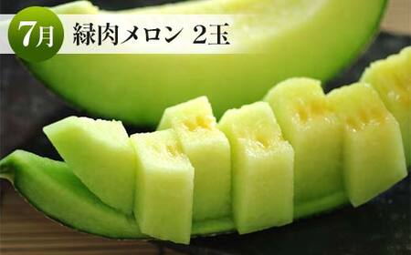山形メロンの定期便 7月 緑肉メロン2玉 計2.5kg 8月 マスクメロン 2玉 計2.5kg 【令和8年発送】 FSY-2370