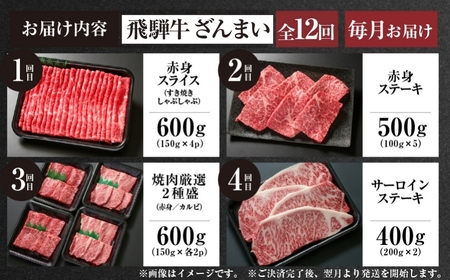 《定期便》全12回 飛騨牛 ざんまい 飛騨高山ミート 飛騨牛 [MZ106]