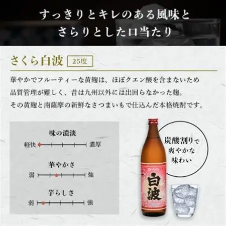 【毎月定期便】【さくら白波】25度 900ml×6パックセット JJ10-0005 全5回【配送不可地域：離島】【4068419】