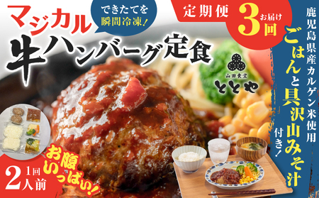 【 全3回定期便 】マジカル 冷凍 牛 ハンバーグ 定食 K258-T03_a 惣菜 総菜