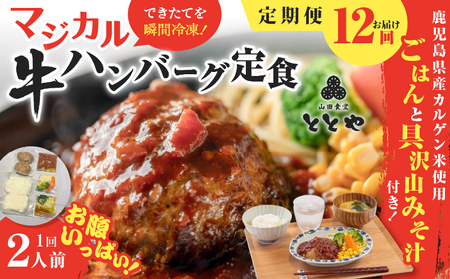 【 全12回定期便 】マジカル 冷凍 牛 ハンバーグ 定食 K258-T03_c 惣菜 総菜