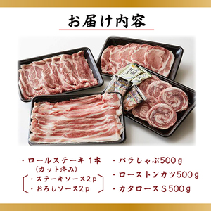 【2026年2月より順次発送】【田中農場のすずし豚】豚肉詰合せ｜肉 お肉 豚肉 豚 ぶた ロールステーキ ステーキ トンカツ 肩ロース ロース バラ しゃぶしゃぶ 詰め合わせ セット すずし豚 ブランド 銘柄 茨城県 行方市(M-7)