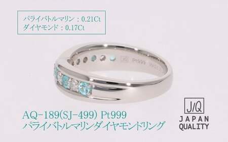 Pt999 プラチナ パライバトルマリンプラチナリング 指輪 ジュエリー アクセサリー 人気 おすすめ レディース パライバトルマリン0.21ct ダイヤ0.17ct カラット プラチナ ダイヤモンド 山梨県 甲斐市 AQ-189 SJ-499