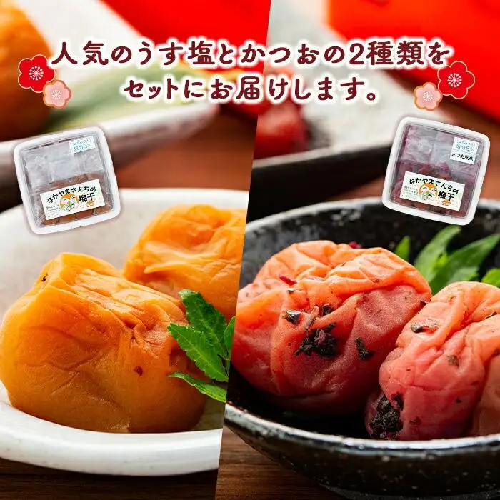 なかやまさんちの梅干 (850g×各1箱）うす塩味とかつお風味セット塩分5％