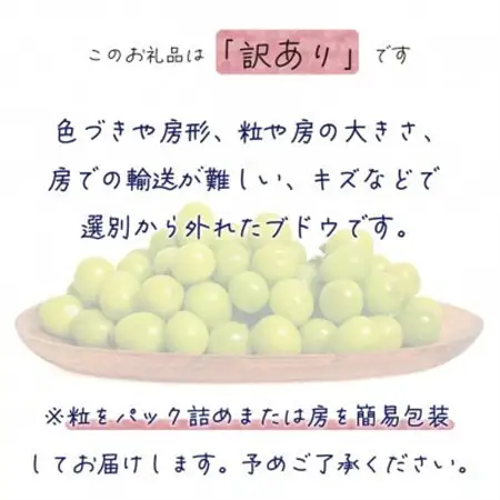 岡山　花笑み農園の『訳ありシャインマスカット』1kg　WS-1【配送不可地域：離島・北海道・沖縄県】【1628321】