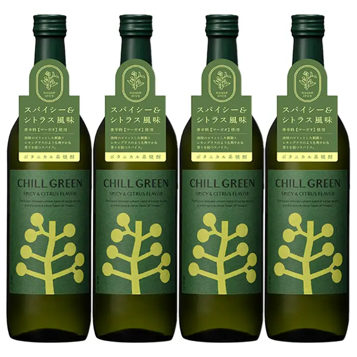 麦焼酎 チルグリーン CHILL GREEN spicy&citrus 720ml×4本 【00-023-85】